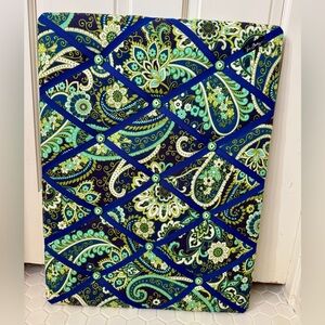 Vera Bradley Blue and Green Paisley Memo Board